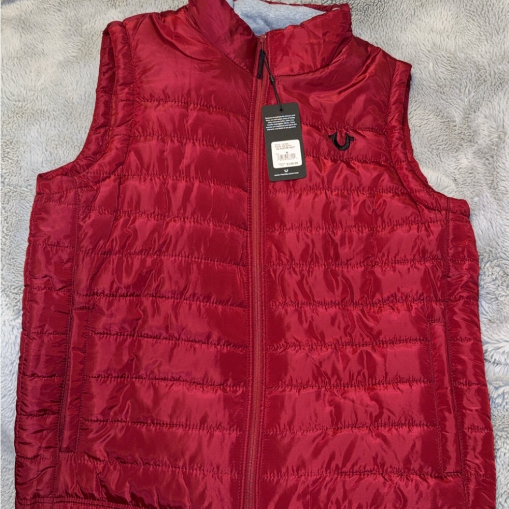 True Religion Cherry Red Quilted Vest
